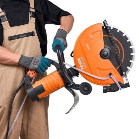 VEVOR Electric Concrete Saw, 14 in Circular Saw Cutter with 5 in Cutting Depth, Wet/Dry Disk Saw Cutter Includes Water Line, Pump and Blade, for