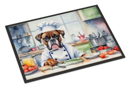 NEW Boxer The Chef Doormat Front Door Mat Indoor Outdoor Rugs for Entryway, Non Slip Washable Low Pile, 18H X 27W