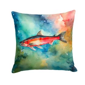 Salmon Throw Pillow Machine Washable, Indoor Outdoor Decorative Pillow for Couch, Bed or Patio, 14Hx14W