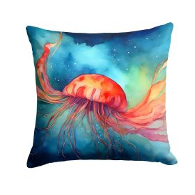 Jellyfish Throw Pillow Machine Washable, Indoor Outdoor Decorative Pillow for Couch, Bed or Patio, 14Hx14W