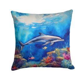 Dolphin Throw Pillow Machine Washable, Indoor Outdoor Decorative Pillow for Couch, Bed or Patio, 14Hx14W