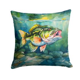 Largemouth Bass Throw Pillow Machine Washable, Indoor Outdoor Decorative Pillow for Couch, Bed or Patio, 14Hx14W