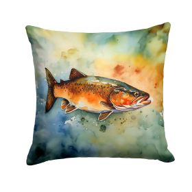 Brown Trout Throw Pillow Machine Washable, Indoor Outdoor Decorative Pillow for Couch, Bed or Patio, 14Hx14W