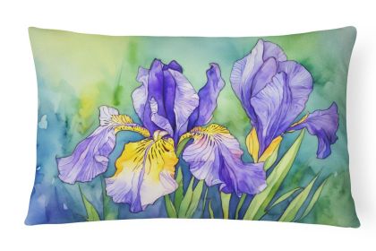 State Watercolor Flowers Throw Pillow Throw Pillow for Indoor Couch Bed Outdoor Patio Washable, Tennessee Iris 1707,12Hx16W