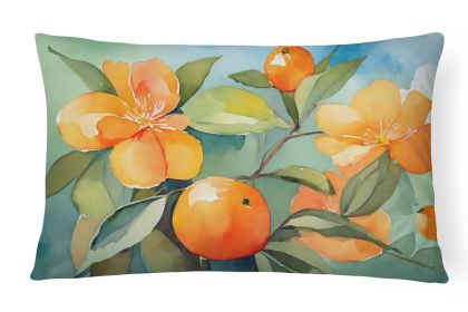 State Watercolor Flowers Throw Pillow Throw Pillow for Indoor Couch Bed Outdoor Patio Washable, Florida Orange Blossom 1638,12Hx16W