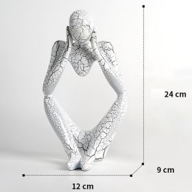 Nordic Art Abstract Thinker Statue Home Crafts Resin Statues Abstract Figure Sculpture Small Ornaments Office Home Desktop Decor (Ships From: CN, Color: A3 - White - Large)