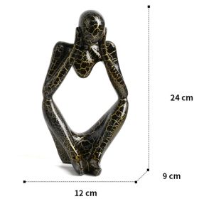 Nordic Art Abstract Thinker Statue Home Crafts Resin Statues Abstract Figure Sculpture Small Ornaments Office Home Desktop Decor (Ships From: CN, Color: B3 - Black - Large)